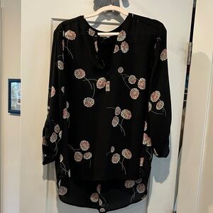 Daniel Rainn Black and Pink Floral Blouse